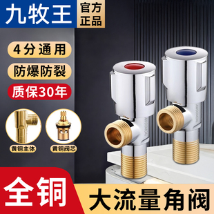 纯铜三角阀全铜加厚角阀黄铜热水器家用开关止水阀冷热水4分通用