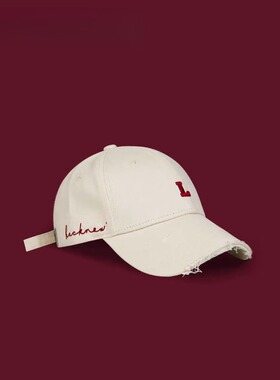 Monstar Lee日本设计师联名款棒球帽子硬顶大头围复古破洞鸭舌帽