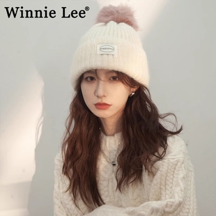 Winnie 保暖羊毛针织帽子女大头围毛线帽 Lee日本设计师联名款 冬季