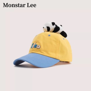 Monstar 儿童帽子刺绣卡通熊猫棒球帽鸭舌帽 Lee日本设计师联名款