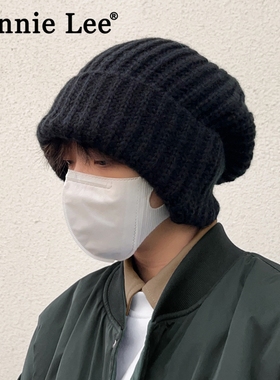Winnie Lee日本设计师联名款针织帽子男士冬季大头围保暖毛线冷帽