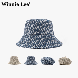 Winnie 帽子女M字母渔夫帽显脸小户外水桶帽 Lee日本设计师联名款