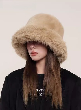 Monstar Lee日本设计师联名款仿皮草貂毛帽子毛绒保暖渔夫帽护耳