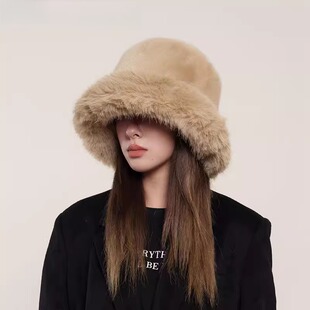 Monstar Lee日本设计师联名款仿皮草貂毛帽子毛绒保暖渔夫帽护耳