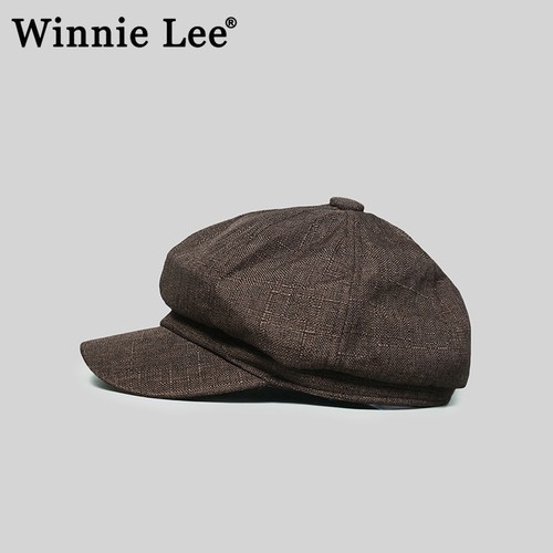 WinnieLee前进棉麻八角帽子冬季