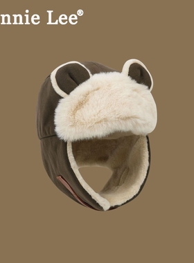Winnie Lee日本设计师联名款小熊雷锋帽子加绒保暖滑雪帽骑行护耳