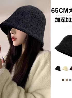 Monstar Lee日本设计师联名款大头围渔夫帽女毛绒保暖护耳水桶帽