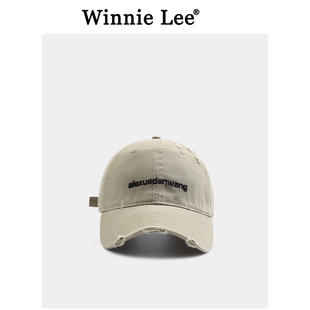 Winnie 水洗破洞做旧棒球帽女软顶休闲鸭舌帽 Lee日本设计师联名款