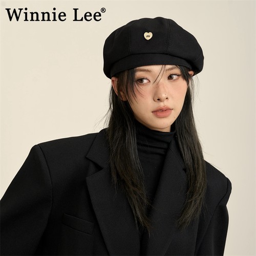 WinnieLee贝雷帽大头围棕色秋冬