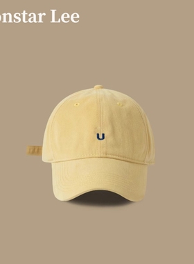 Monstar Lee日本设计师联名款字母棒球帽大头围鸭舌帽软顶显脸小