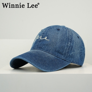 Winnie Lee日本设计师联名款水洗软顶牛仔棒球帽子女防晒鸭舌帽男