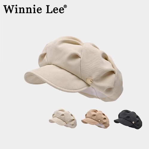 WinnieLee褶皱八角帽短檐显脸小