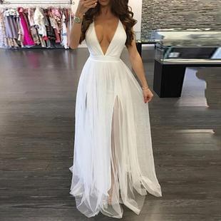 White Dress For Women Civil Wedding Maxi Slip Bridesmaid