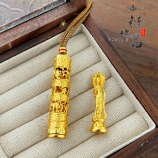 金店同款高保色古法沙金八宝随身金佛吊坠 本名随身佛挂件diy配件