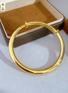 金店同款加重6n推拉光面素圈手镯久不掉色实心镯子可调节加粗手镯