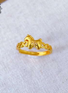 2026马年新款马上有钱戒指女个性新中式指环开口可调节食指戒