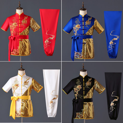新款中国功夫武术表演服团队训练
