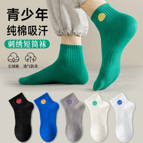 运动吸汗透气秋季男生刺绣标短袜