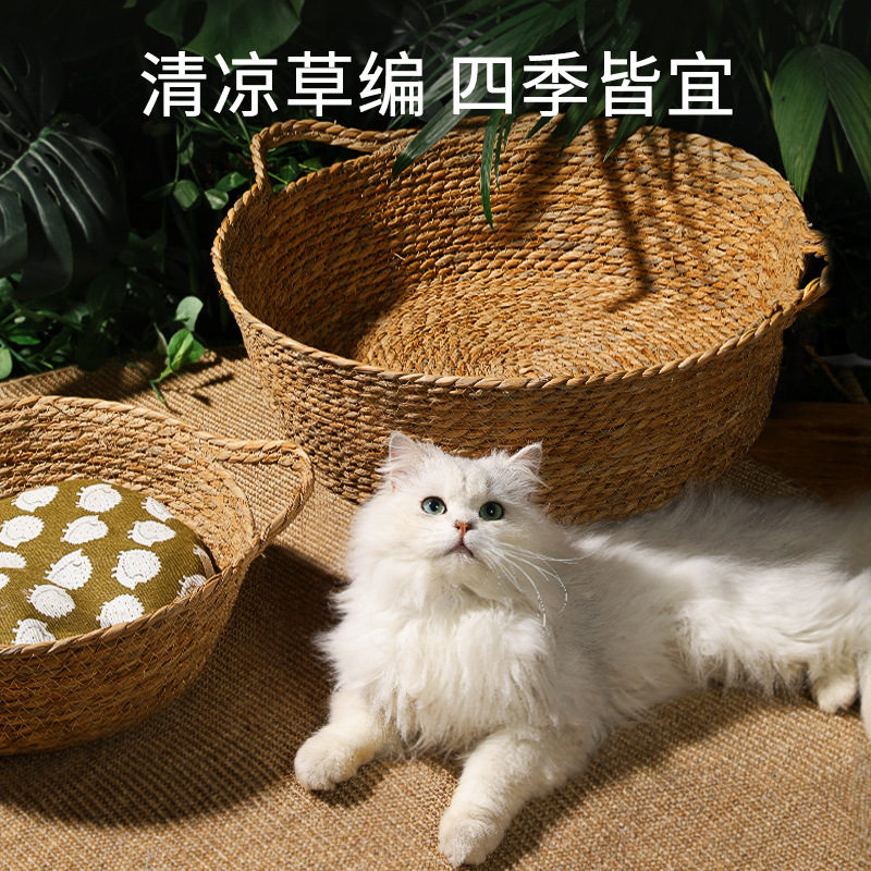 藤编猫窝夏季凉窝四季通用编织蒲