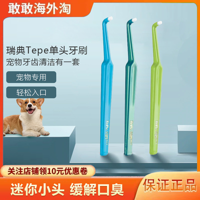 瑞典进口TePe单头牙刷锥形小头狗狗正畸牙刷智齿矫正猫咪宠物牙刷