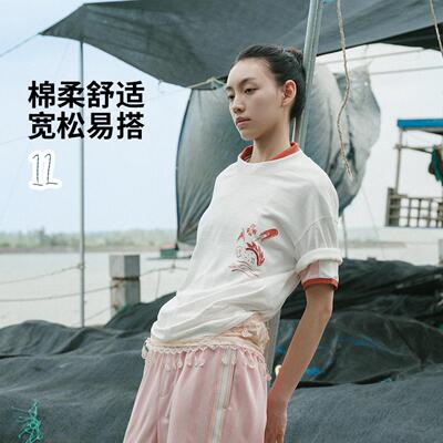 李宁INSULAiRE联名系列男女款2025新款干爽宽松短袖文化衫AHSVB55