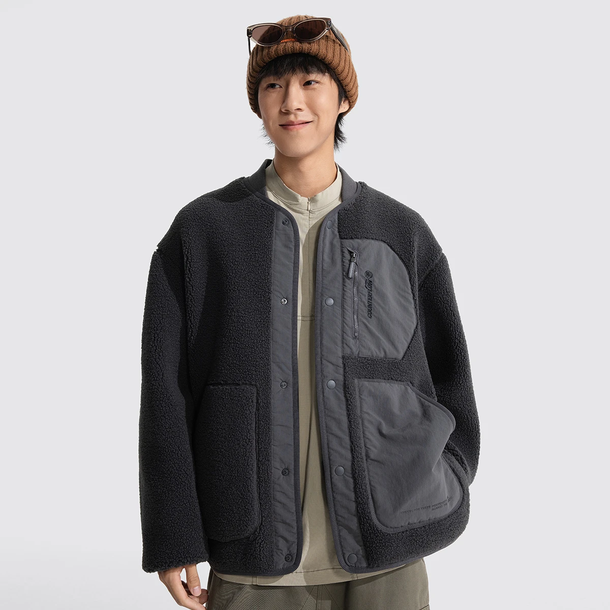 李宁户外CF溯摇粒绒外套男女2025新款加绒仿羊羔绒上衣AFDVB41