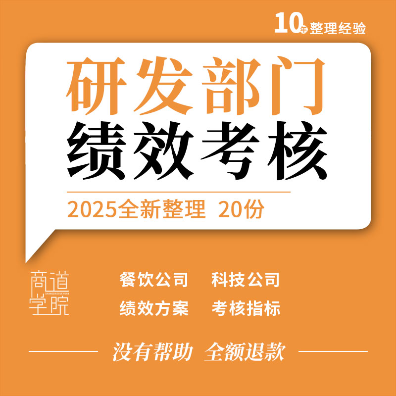 连锁餐饮科技公司技术研发部门岗位职责绩效考核制度方案指标表格
