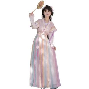 花小衣原创汉服女【绘廊春】唐褙子褶裙齐腰齐胸两穿日常春夏款