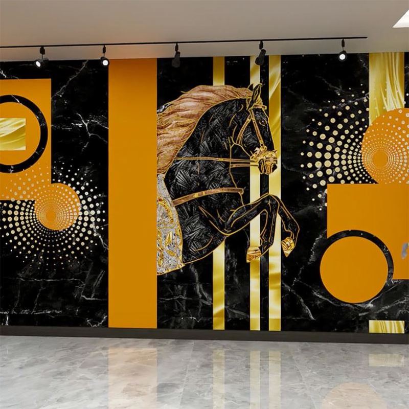 马仕橙色墙纸酒吧KTV墙布服装店直播间背景墙轻奢壁布欧式壁纸爱