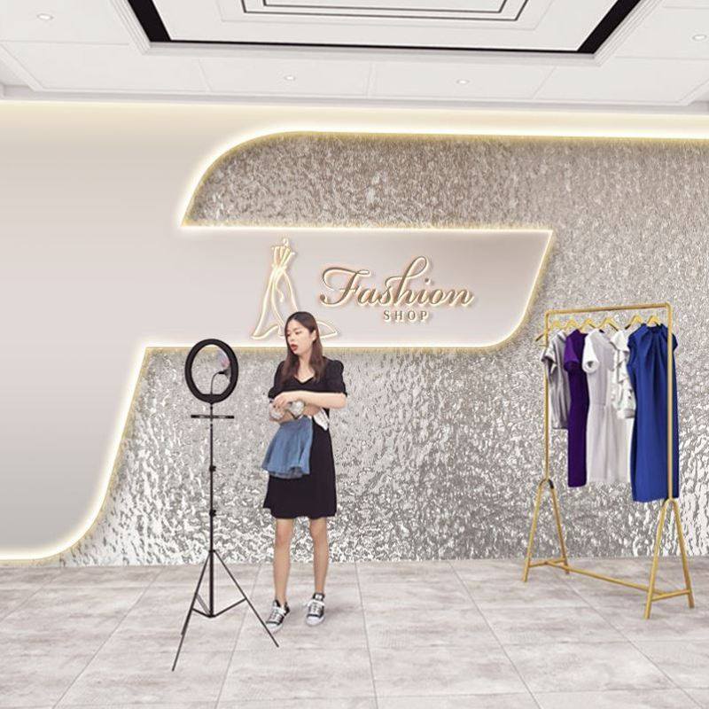 高级感直播间背景墙纸服装店女装定制壁画