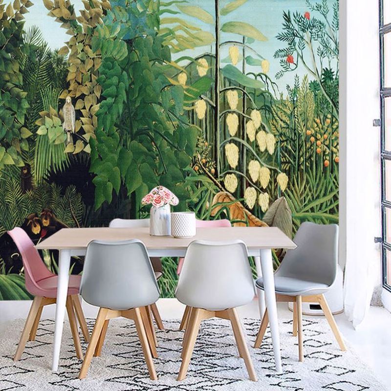 美式复古森林壁纸法式热带雨林卧室餐厅酒吧丛林墙布灭绝动物墙纸