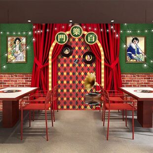 民国风夜上海壁纸百乐门老上海歌舞厅舞台墙布照相馆怀旧中式墙纸