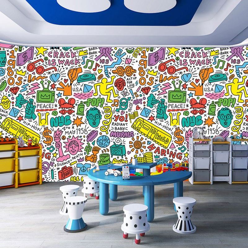 keith haring凯斯哈林涂鸦壁纸抽象装饰画潮流艺术波普风壁纸