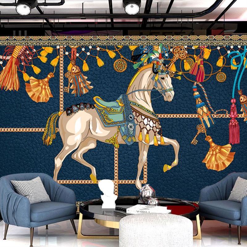 马仕橙色墙布豪华高级感直播间背景墙KTV壁纸美式复古轻奢墙纸爱