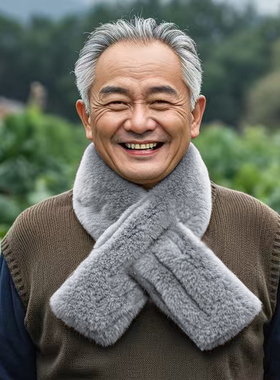 速暖围巾男士中老年防风秋冬季加厚保暖毛绒围脖爷爷爸爸护颈围巾