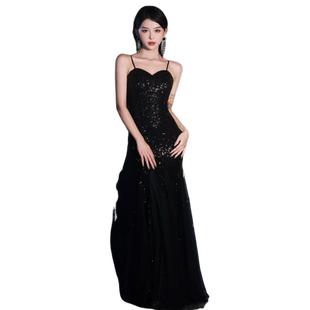 黑色晚礼服女2026新款高级感气质鱼尾收腰主持人长裙轻奢小众高端