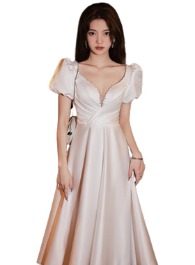 白色晚礼服订婚生日连衣裙性感