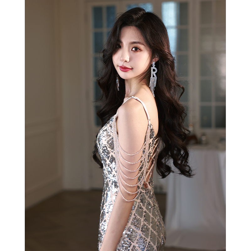 绎冉时尚吊带长裙晚礼服