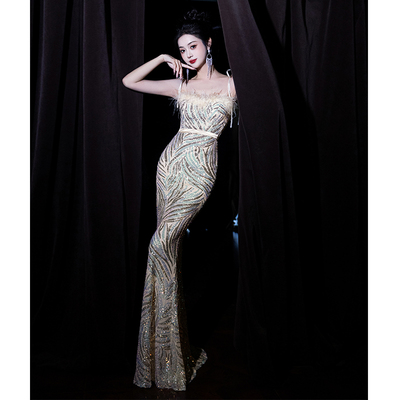 绎冉时尚吊带长裙晚礼服