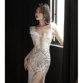 重工晚礼服女2026新款 高级感高端年会主持人名媛生日宴会气质鱼尾