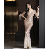 重工晚礼服女2025新款 高级感高端年会主持人名媛宴会气质鱼尾高贵