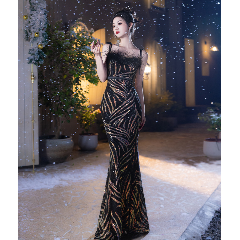 绎冉时尚吊带长裙晚礼服