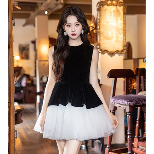 黑色小晚礼服裙女轻奢小众高端生日宴会小个子短款日常可穿高级感