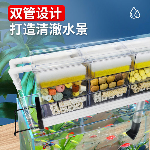 滴流盒鱼缸上过滤器循环净化泵材料箱乌龟缸壁挂式小型外置架盒槽