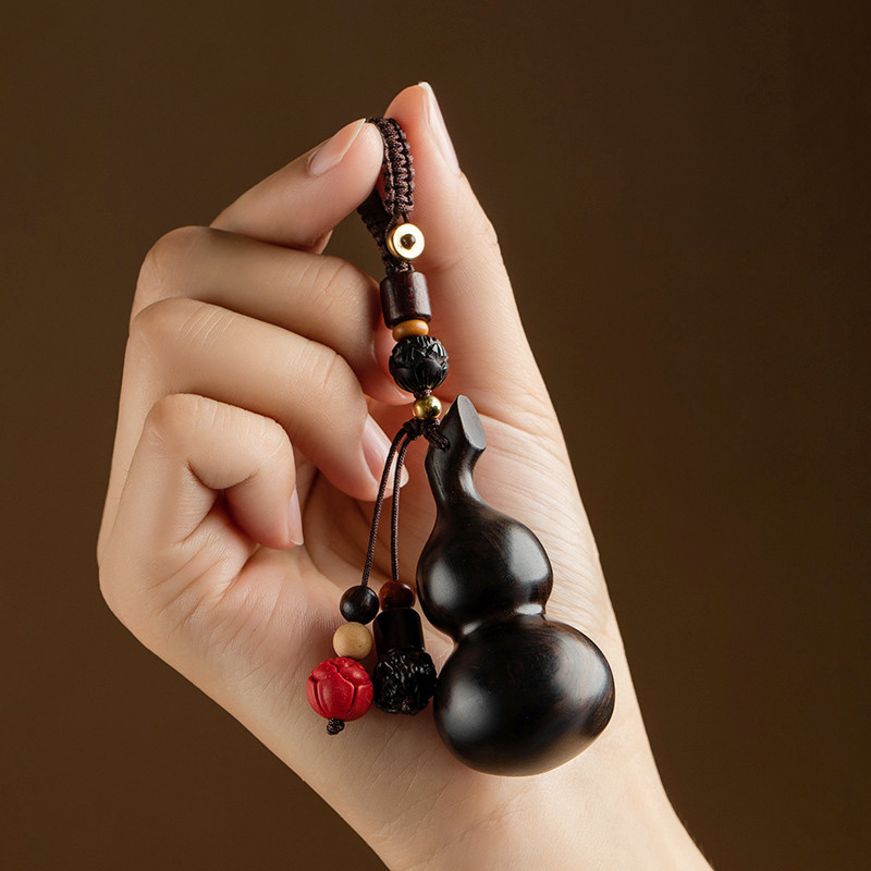 高档紫檀木汽车钥匙扣挂件2025新款男士创意平安好运女小葫芦吊坠