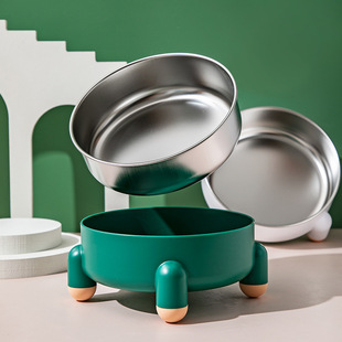 宠物不锈钢狗碗四脚防滑食盆猫食盆防打翻宠物碗不黑下巴高脚猫碗