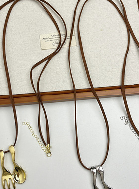勺子叉子项链女小众设计轻奢高级感毛衣链可调节配饰