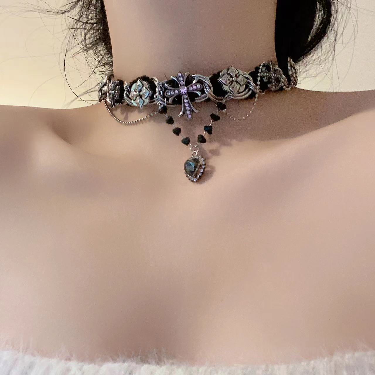 chocker重工哥特朋克风十字架项圈脖子亚比配饰项链颈链女高级感9