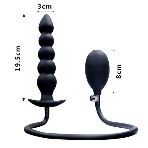 Five beads inflatable anal plug extended silicone posterior