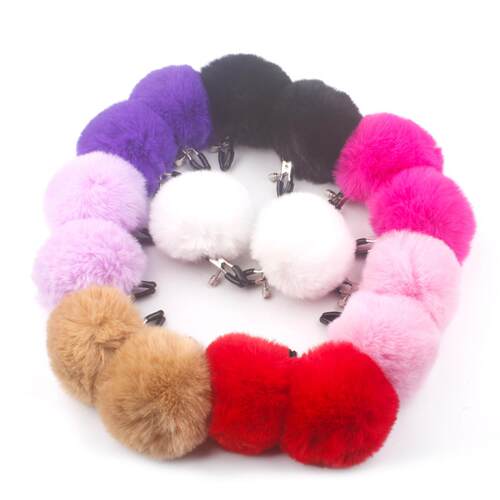 Rabbit fur ball metal breast clip bunny girl sexy dress Mimi